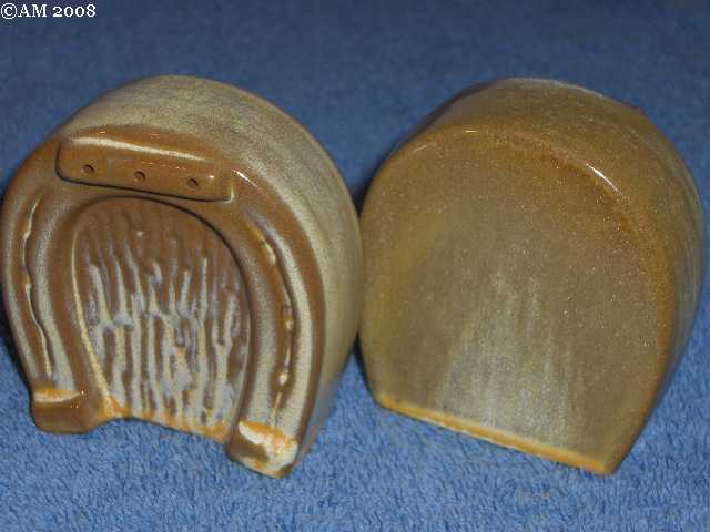 Frankoma Horseshoe shakers glazed desert gold